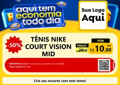 Modelo de Cartaz para Cartaz A4 Horizontal com o tema Aqui Tem Economia Todo Dia para Calçados