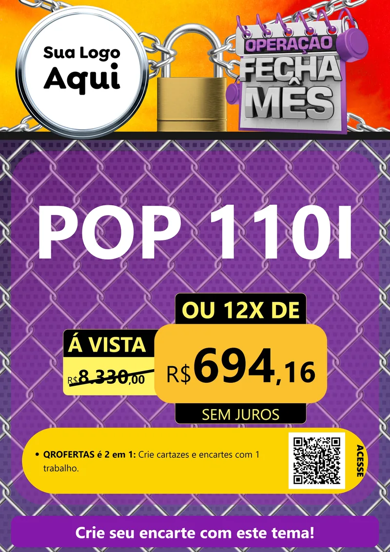 Modelo de Cartaz para Cartaz A4 Vertical com o tema Operação Fecha Mês para Concessionaria de Motos