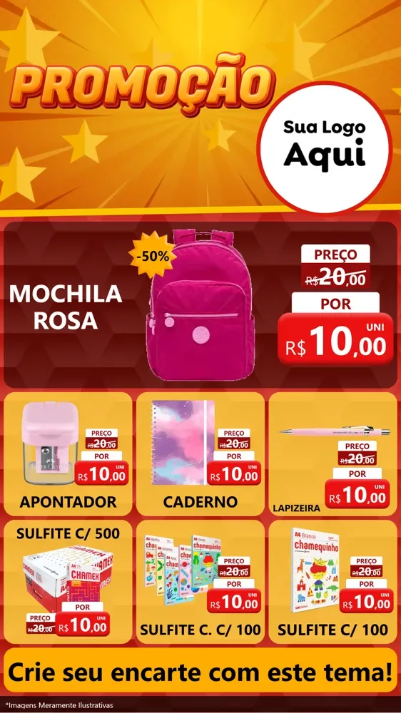 Modelo de Rede Social para Stories com o tema Promoção para Papelaria
