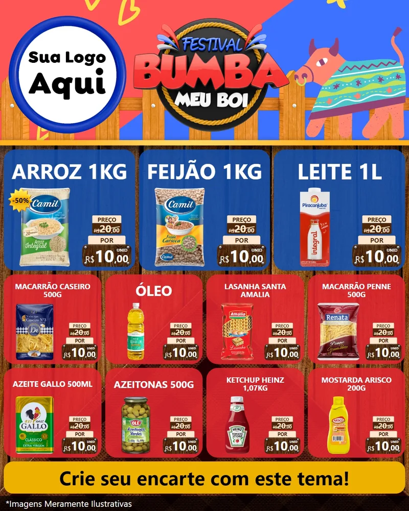 Modelo de Rede Social para Feed Instagram com o tema Festival Bumba Meu Boi para Supermercado
