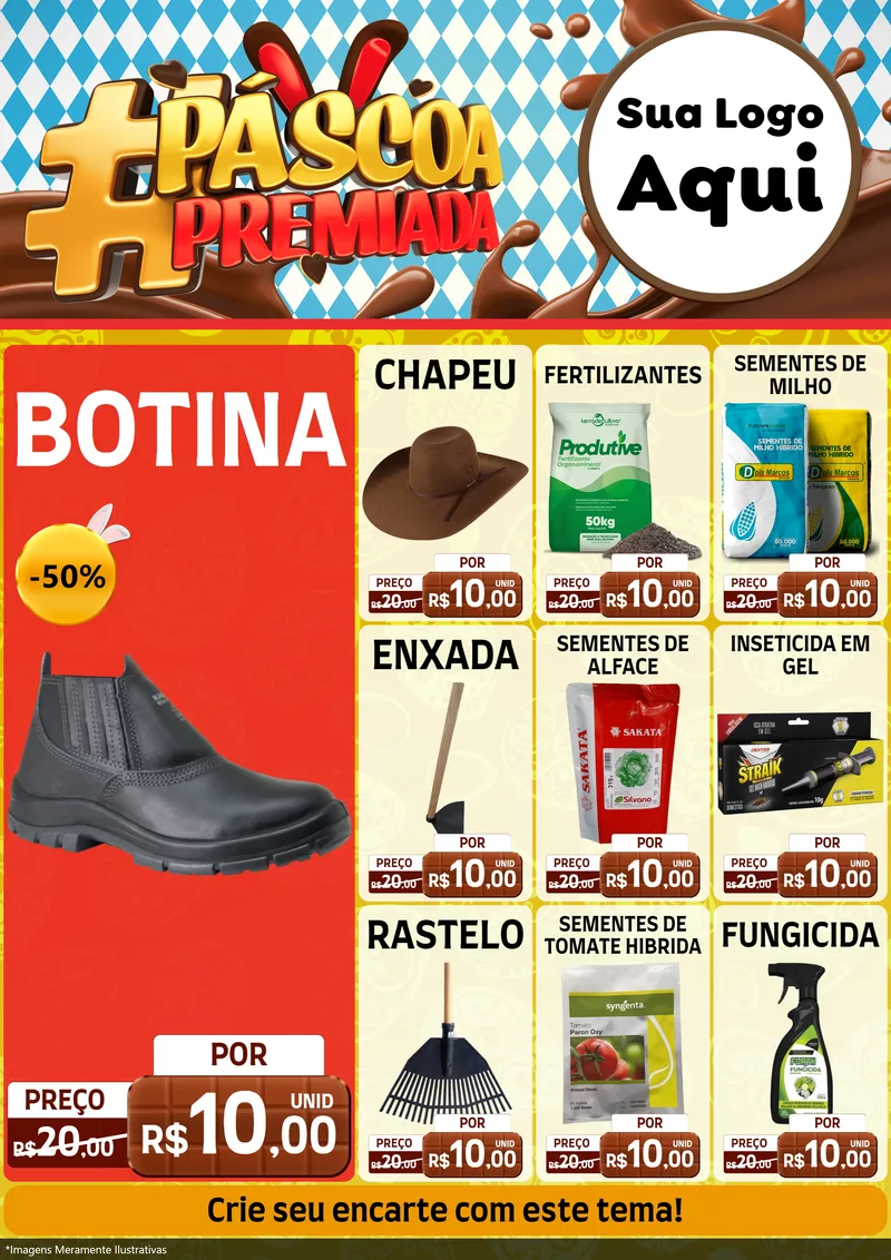 Modelo de Encarte para Encarte A4 Vertical com o tema Páscoa Premiada para Agropecuária
