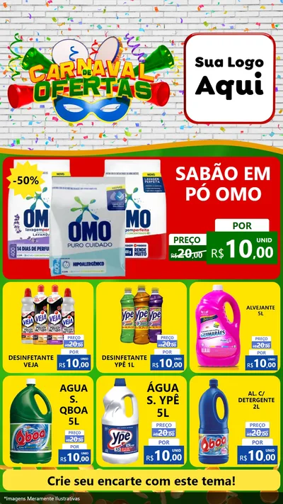 Modelo de Rede Social para Stories com o tema Carnaval de Ofertas para Produtos de Limpeza