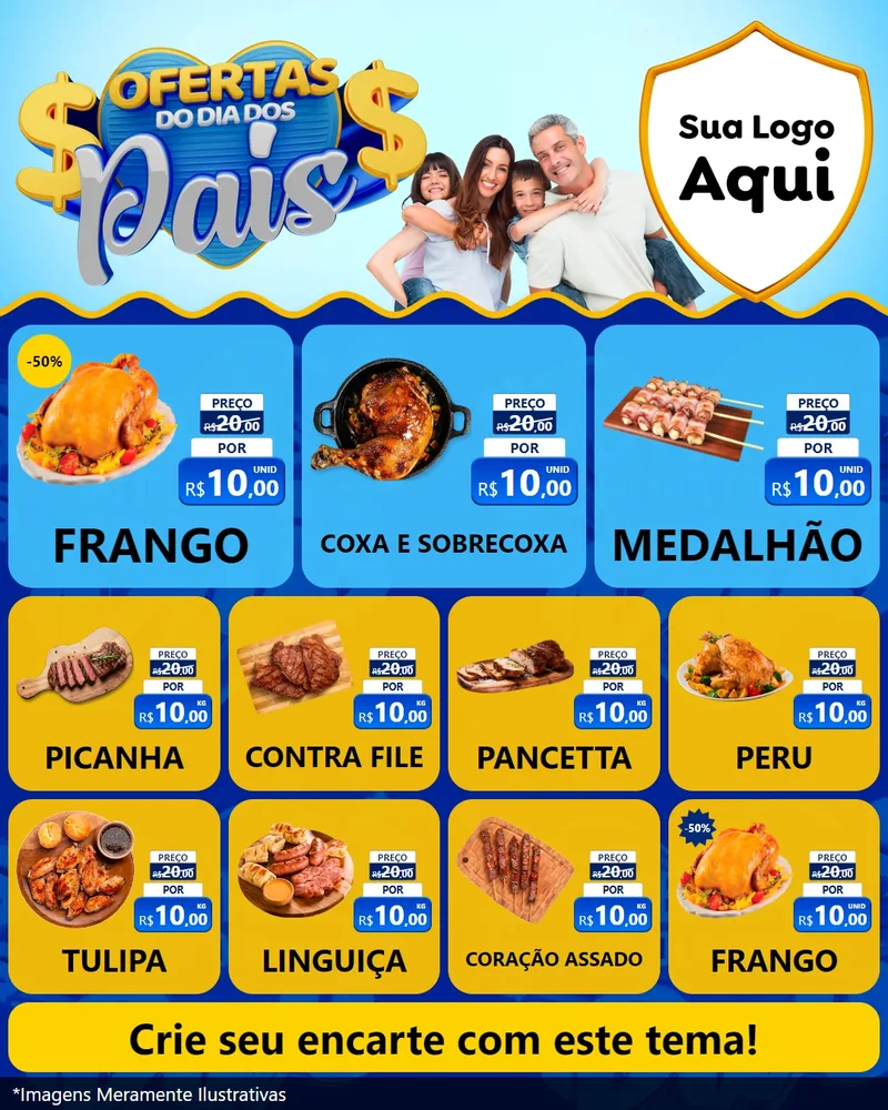 Modelo de Rede Social para Feed Instagram com o tema Ofertas do Dia dos Pais para Assados