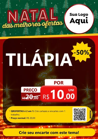 Modelo de Cartaz para Cartaz A4 Vertical com o tema Natal das Melhores Ofertas para Peixaria