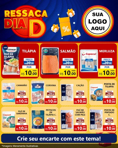 Modelo de Rede Social para Feed Instagram com o tema Ressaca Dia D para Peixaria