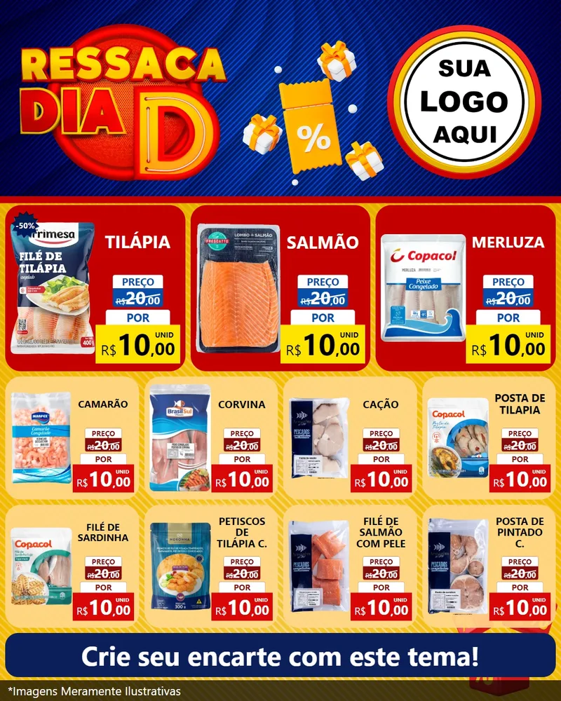 Modelo de Rede Social para Feed Instagram com o tema Ressaca Dia D para Peixaria