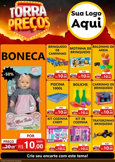 Modelo de Encarte para Encarte A4 Vertical com o tema Torra Preços para Brinquedos