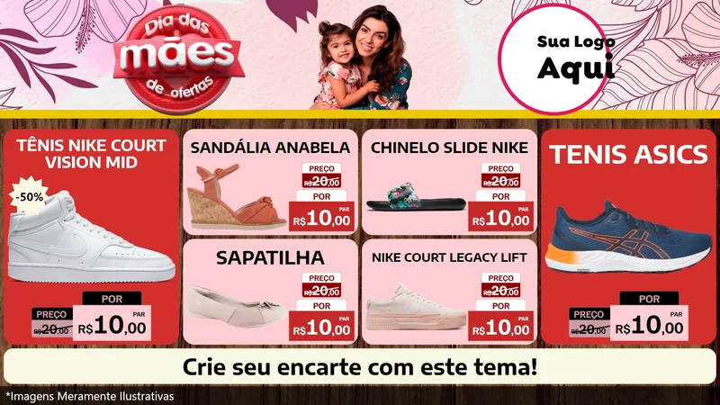 Modelo de TV para TV Horizontal com o tema Dia Das Mães De Ofertas para Calçados