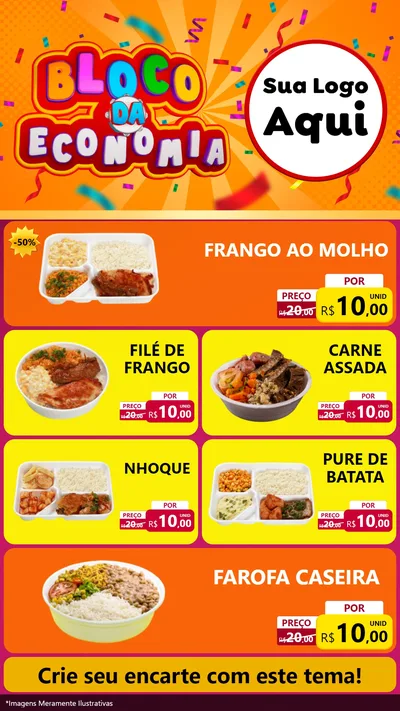Modelo de TV para TV Vertical com o tema Bloco da Economia para Restaurante