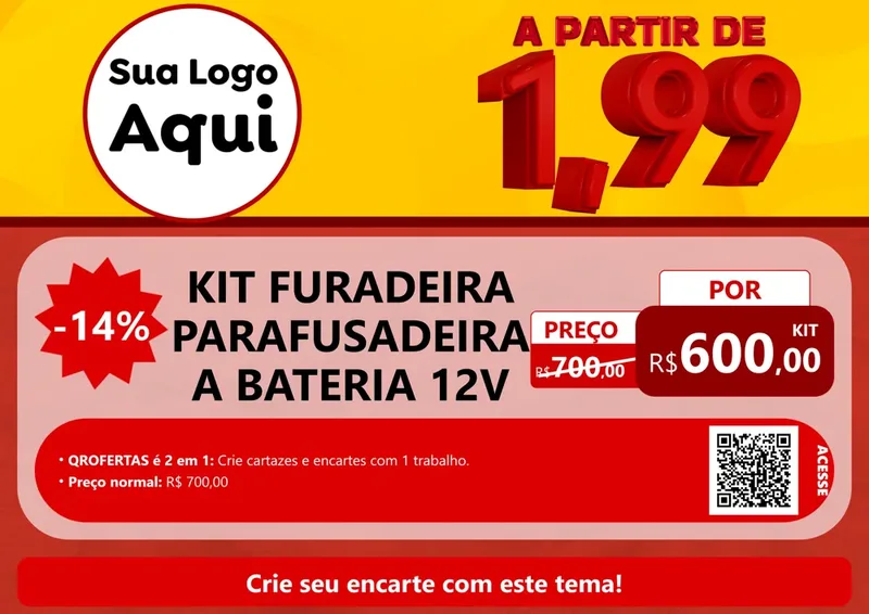 Modelo de Cartaz para Cartaz A4 Horizontal com o tema A Partir de Um e Noventa e Nove - 1,99 para Maquinas e Ferramentas