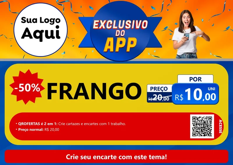 Modelo de Cartaz para Cartaz A4 Horizontal com o tema Exclusivo do Aplicativo para Assados