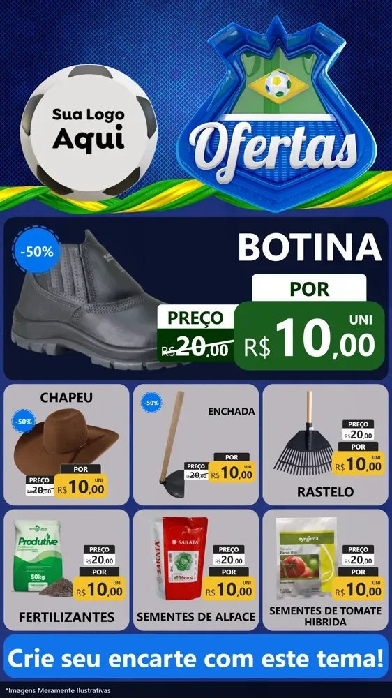 Modelo de Rede Social para Stories com o tema Ofertas (Futebol) para Agropecuária