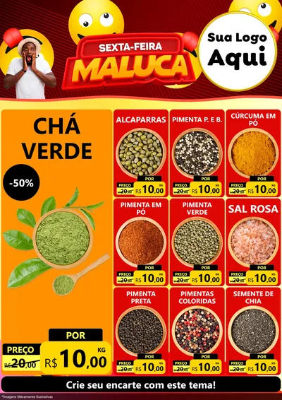 Modelo de Encarte para Encarte A4 Vertical com o tema Sexta-feira Maluca para Produtos Naturais