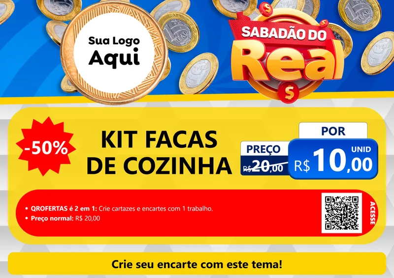 Modelo de Cartaz para Cartaz A4 Horizontal com o tema Sabadão do Real para Utilidades Domésticas