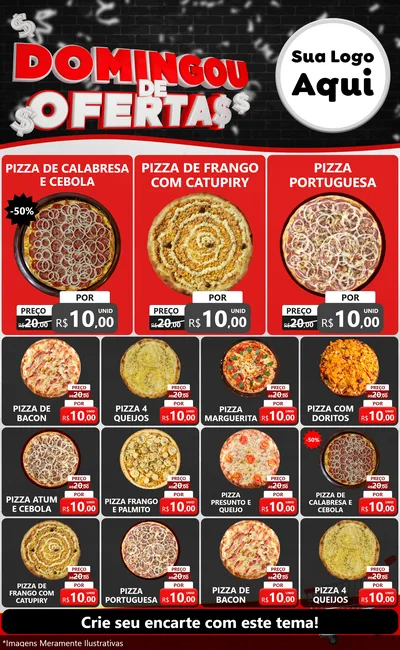 Modelo de Encarte para Encarte Grande com o tema Domingou de Ofertas para Pizzaria