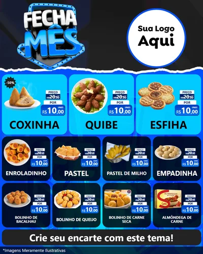 Modelo de Rede Social para Feed Instagram com o tema Fecha Mês para Salgadaria