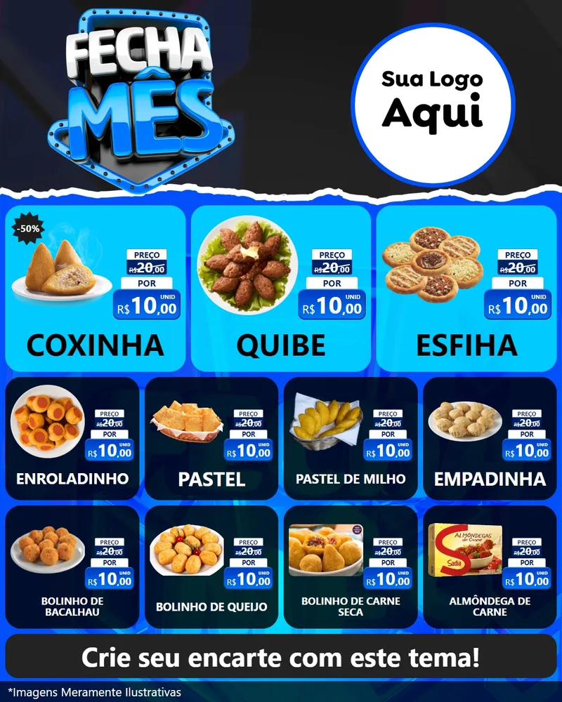Modelo de Rede Social para Feed Instagram com o tema Fecha Mês para Salgadaria