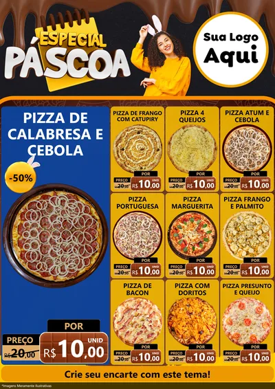 Modelo de Encarte para Encarte A4 Vertical com o tema Especial Páscoa para Pizzaria