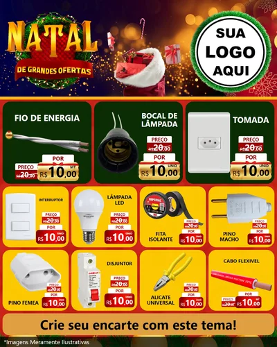 Modelo de Rede Social para Feed Instagram com o tema Natal de Grandes Ofertas para Materiais Elétricos