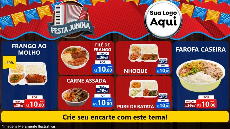 Modelo de TV para TV Horizontal com o tema Festa Junina para Restaurante