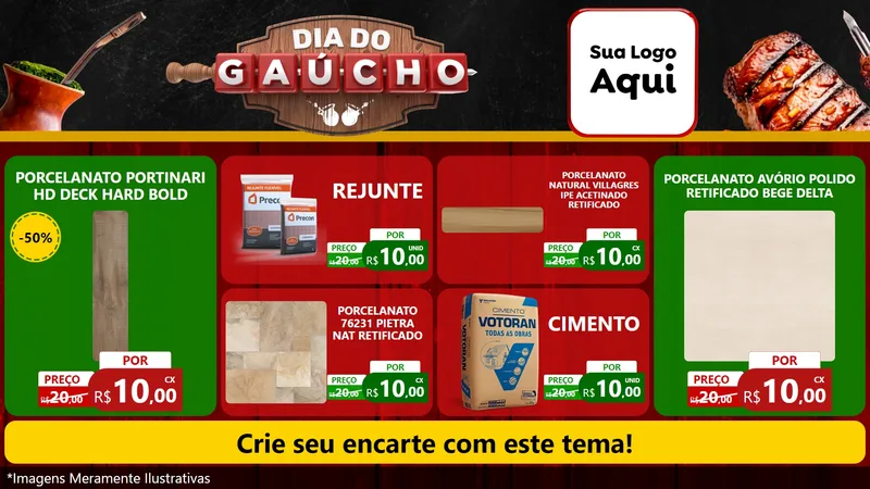 Modelo de TV para TV Horizontal com o tema Dia do Gaúcho para Pisos e revestimentos