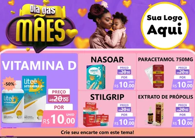 Modelo de Encarte para Encarte A4 Horizontal com o tema Dia das Mães para Farmácia