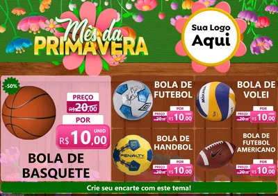 Modelo de Encarte para Encarte A4 Horizontal com o tema Mês da Primavera para Artigos Esportivos