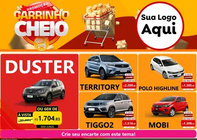 Modelo de Encarte para Encarte A4 Horizontal com o tema Promoção carrinho cheio para Concessionaria de Carros
