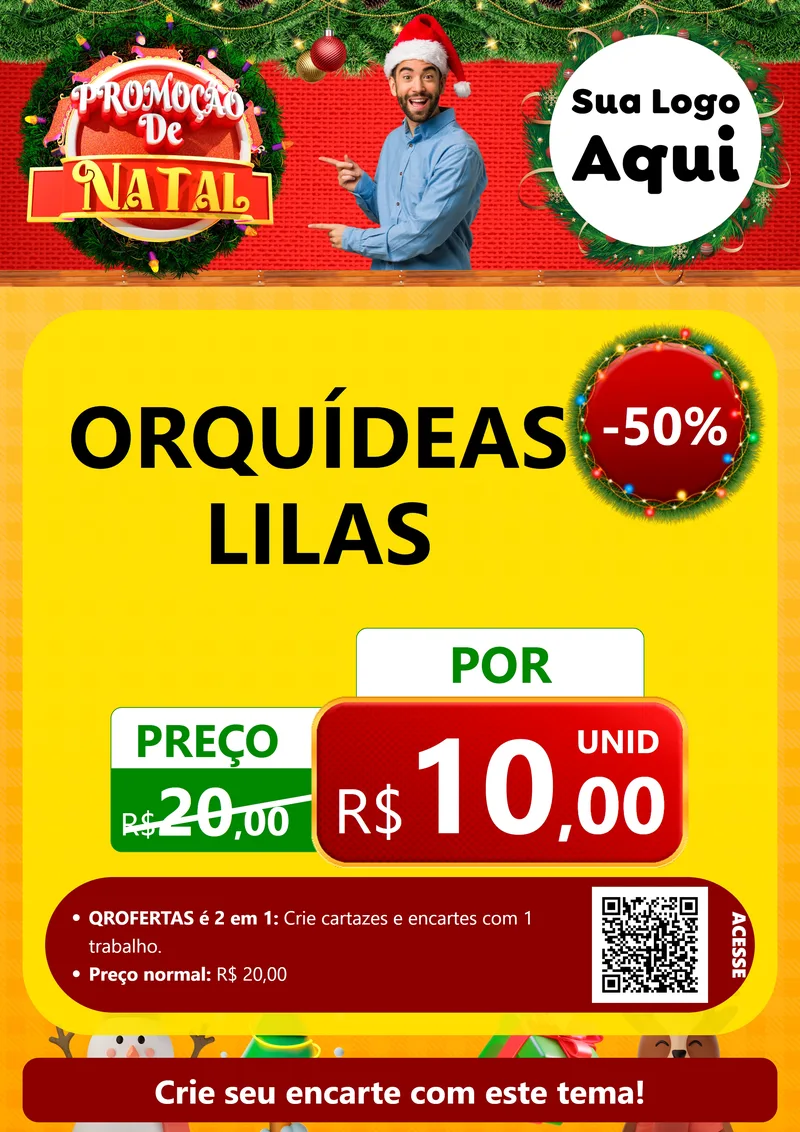 Modelo de Cartaz para Cartaz A4 Vertical com o tema Promoção de Natal para Floricultura e jardim