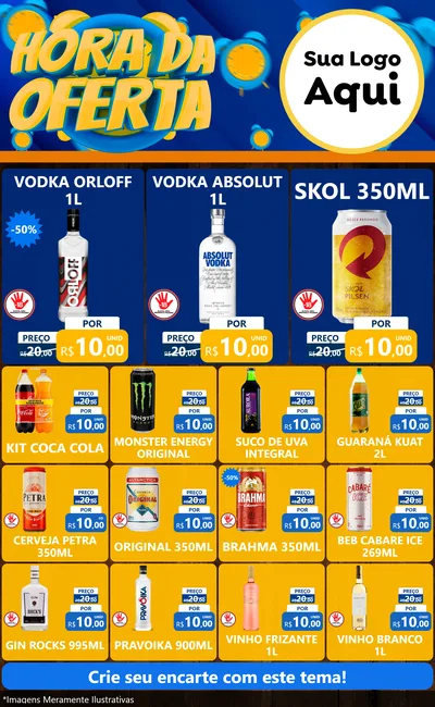 Modelo de Encarte para Encarte Grande com o tema Hora da Oferta para Distribuidora de bebidas