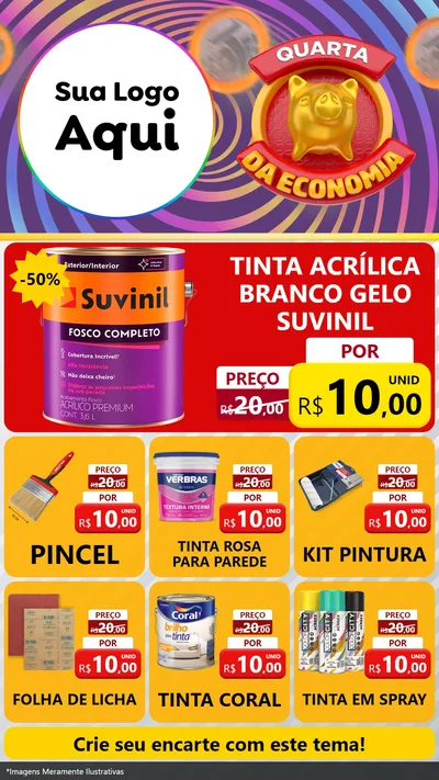Modelo de Rede Social para Stories com o tema Quarta da Economia para Tintas e Ferramentas
