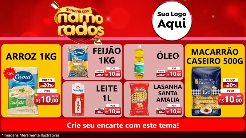 Modelo de TV para TV Horizontal com o tema Semana dos namorados para Supermercado