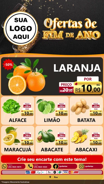 Modelo de Rede Social para Stories com o tema Ofertas de Fim de Ano para Hortifrúti