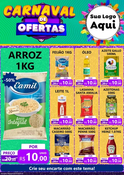 Modelo de Encarte para Encarte A4 Vertical com o tema Carnaval de Ofertas para Supermercado