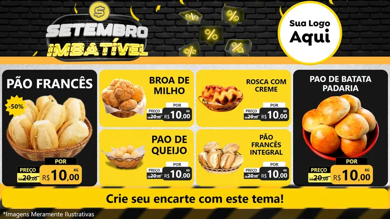 Modelo de TV para TV Horizontal com o tema Setembro Imbatível para Padaria