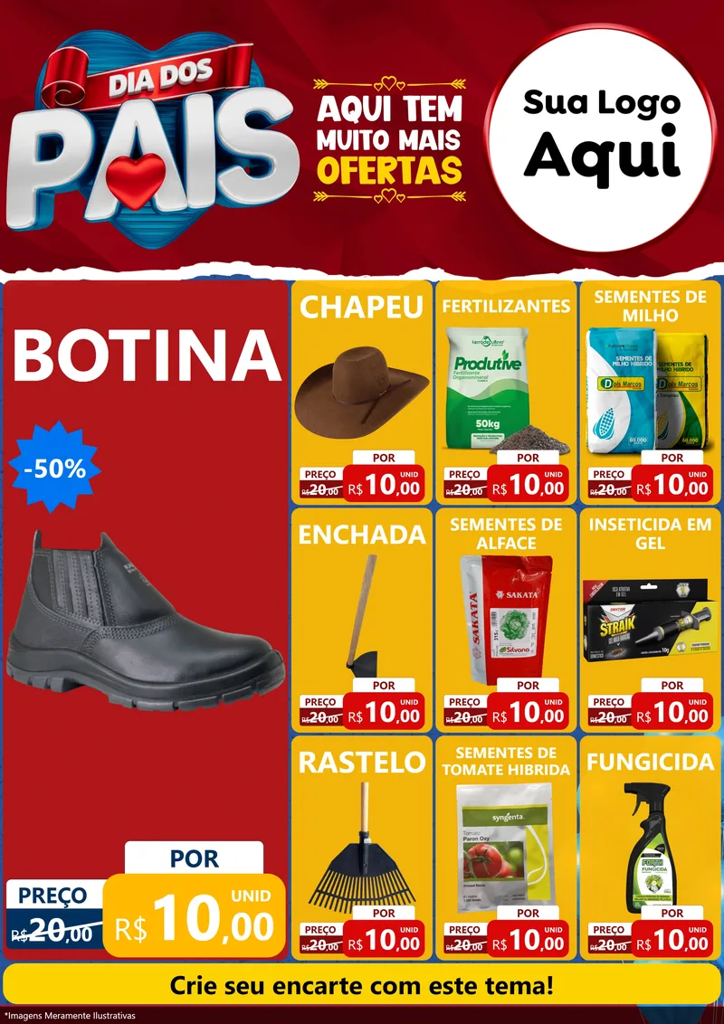 Modelo de Encarte para Encarte A4 Vertical com o tema Dia dos Pais para Agropecuária