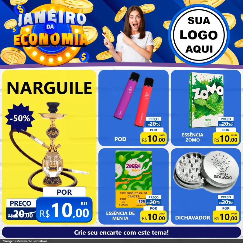 Modelo de Rede Social para Feed Facebook com o tema Janeiro da Economia para Tabacaria