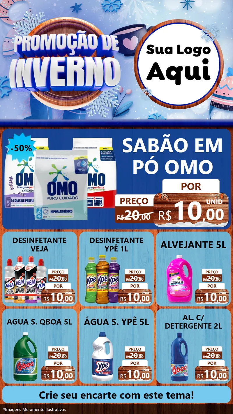 Modelo de Rede Social para Stories com o tema Promoção de Inverno para Produtos de Limpeza