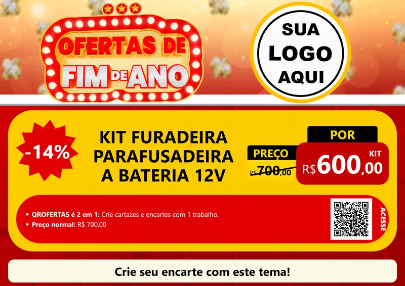 Modelo de Cartaz para Cartaz A4 Horizontal com o tema Ofertas de Fim de Ano para Maquinas e Ferramentas