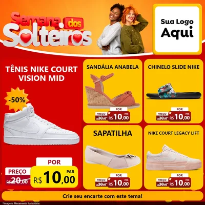Modelo de Rede Social para Feed Facebook com o tema Semana dos Solteiros para Calçados
