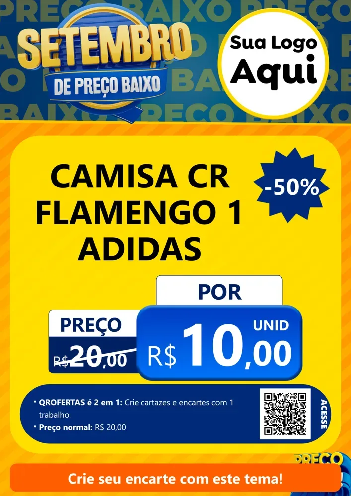 Modelo de Cartaz para Cartaz A4 Vertical com o tema Setembro De Preço Baixo para Roupas e acessórios