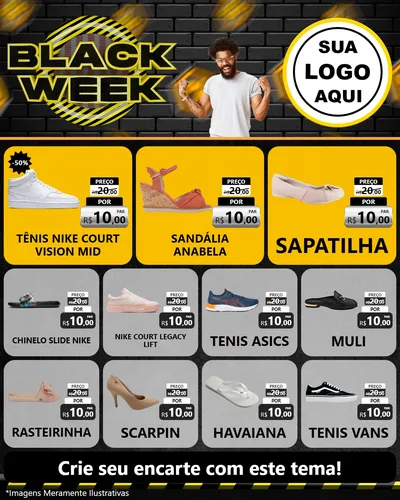 Modelo de Rede Social para Feed Instagram com o tema Black Week para Calçados