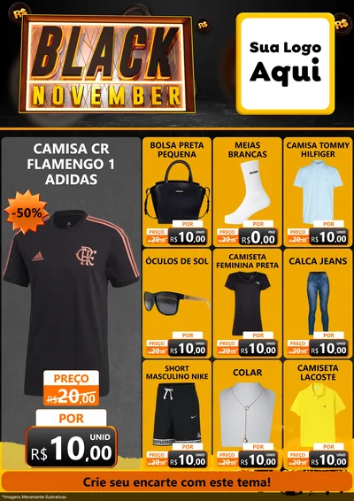 Modelo de Encarte para Encarte A4 Vertical com o tema Black November para Roupas e acessórios