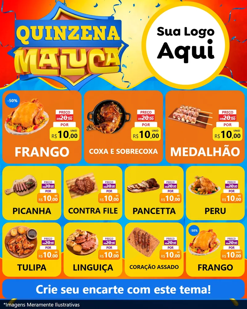 Modelo de Rede Social para Feed Instagram com o tema Quinzena Maluca para Assados