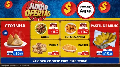 Modelo de TV para TV Horizontal com o tema Junho de Ofertas para Salgadaria