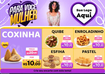 Modelo de Encarte para Encarte A4 Horizontal com o tema Para Você, Mulher para Salgadaria