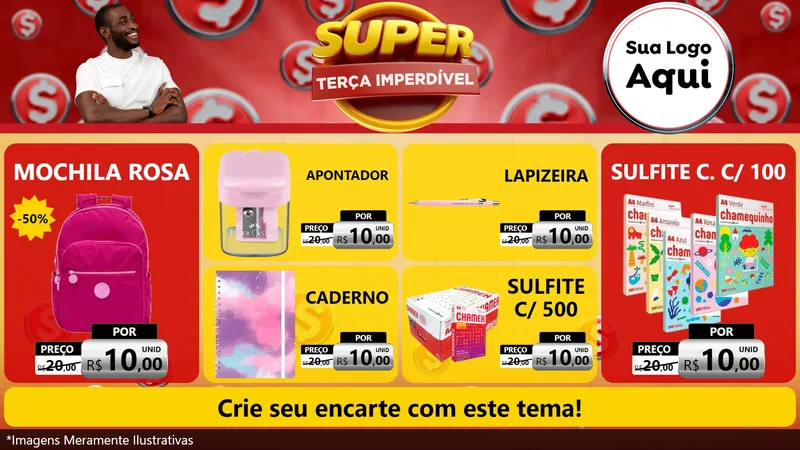 Modelo de TV para TV Horizontal com o tema Super Terça Imperdível para Papelaria