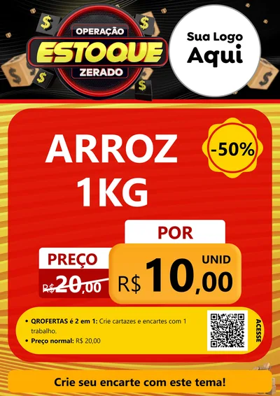 Modelo de Cartaz para Cartaz A4 Vertical com o tema Operação Estoque Zerado para Supermercado