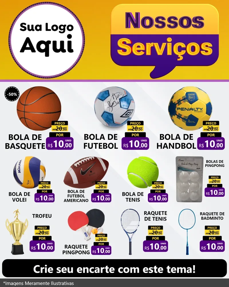 Modelo de Rede Social para Feed Instagram com o tema Nossos Serviços para Artigos Esportivos