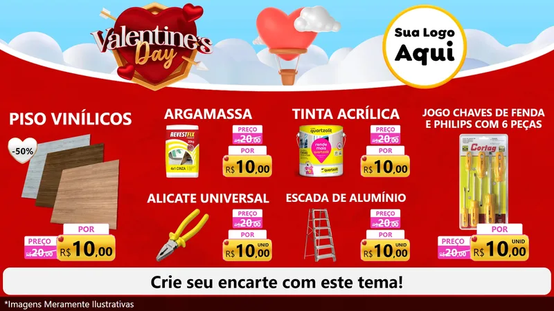 Modelo de TV para TV Horizontal com o tema Valentine's Day para Material para Construção